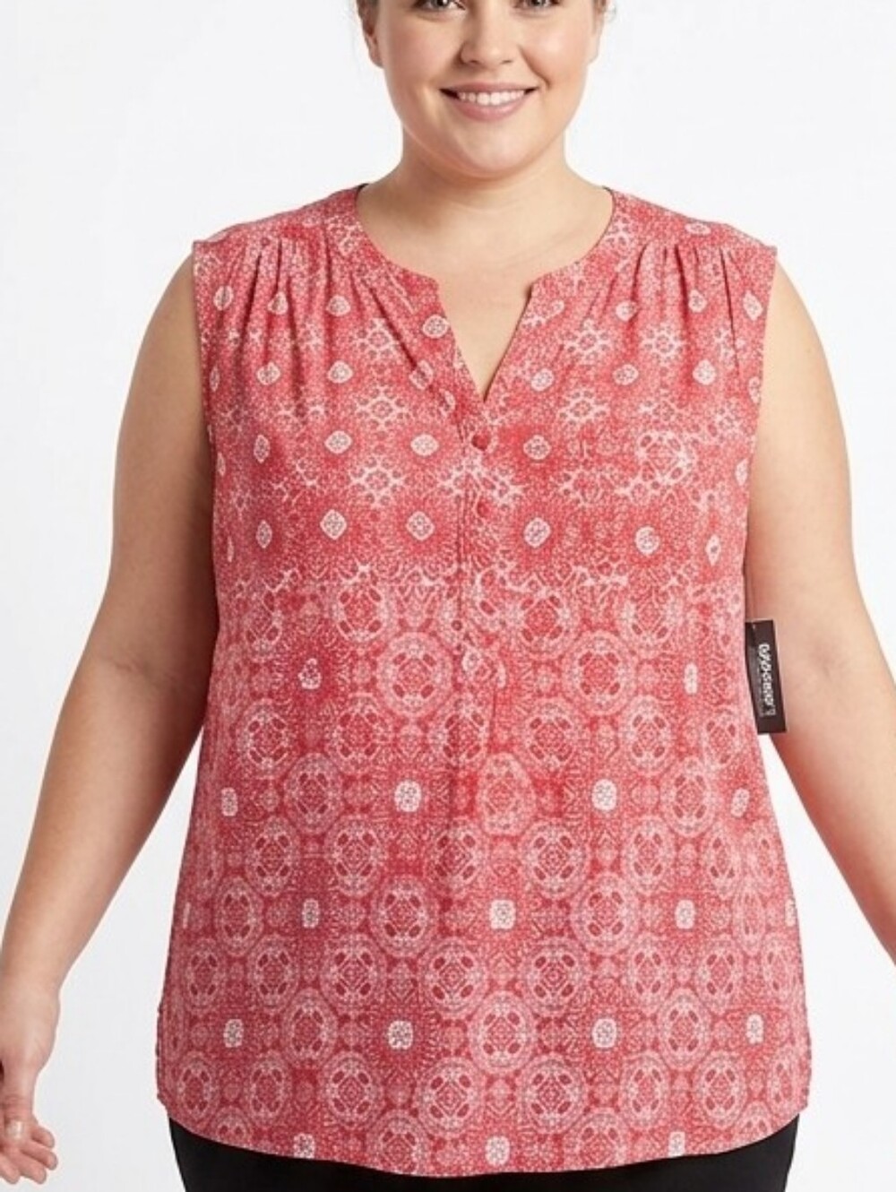 NWT Kim Rogers Geometric Pattern Sleeveless Blouse